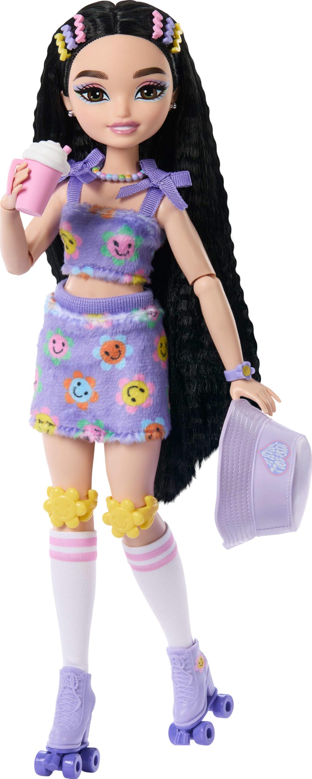 Barbie Dream Besties Renee roller skates promote active, imaginative play with floral details.