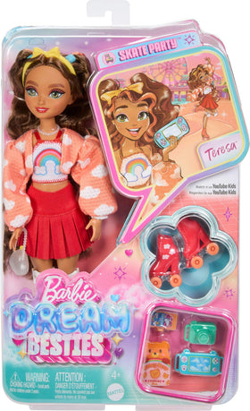 Barbie Dream Besties Teresa roller skates with cloud details for active play