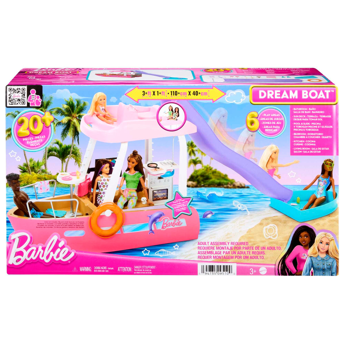 Barbie Dream Boat animal friends dolphin and puppy join seaside adventures.