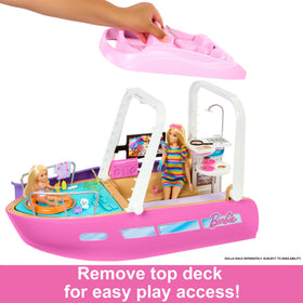 Barbie Dream Boat top deck offers steering and sunbathing options for Barbie.