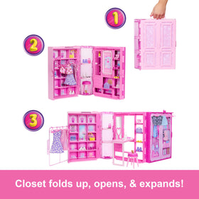 Barbie Dream Closet shoe wall adds accessory variety for complete looks.