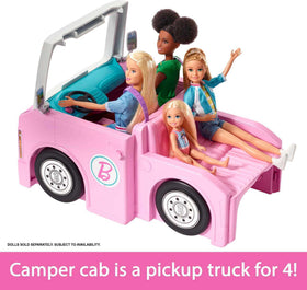 Barbie DreamCamper boat feature supports fishing-themed stories while traveling.