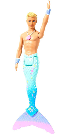 Barbie Dreamtopia merman doll bends at waist for swimming storytelling.