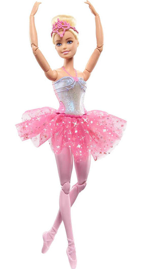 Barbie Dreamtopia twinkle lights ballerina doll dancing for imaginative storytelling.
