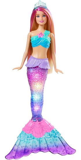 Barbie Dreamtopia Twinkle Lights Mermaid Tail glows in water for magical bath play