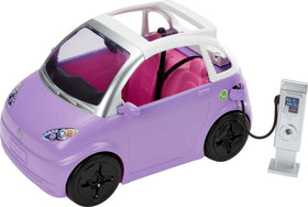 Barbie electric vehicle with charging station for pretend road trips.