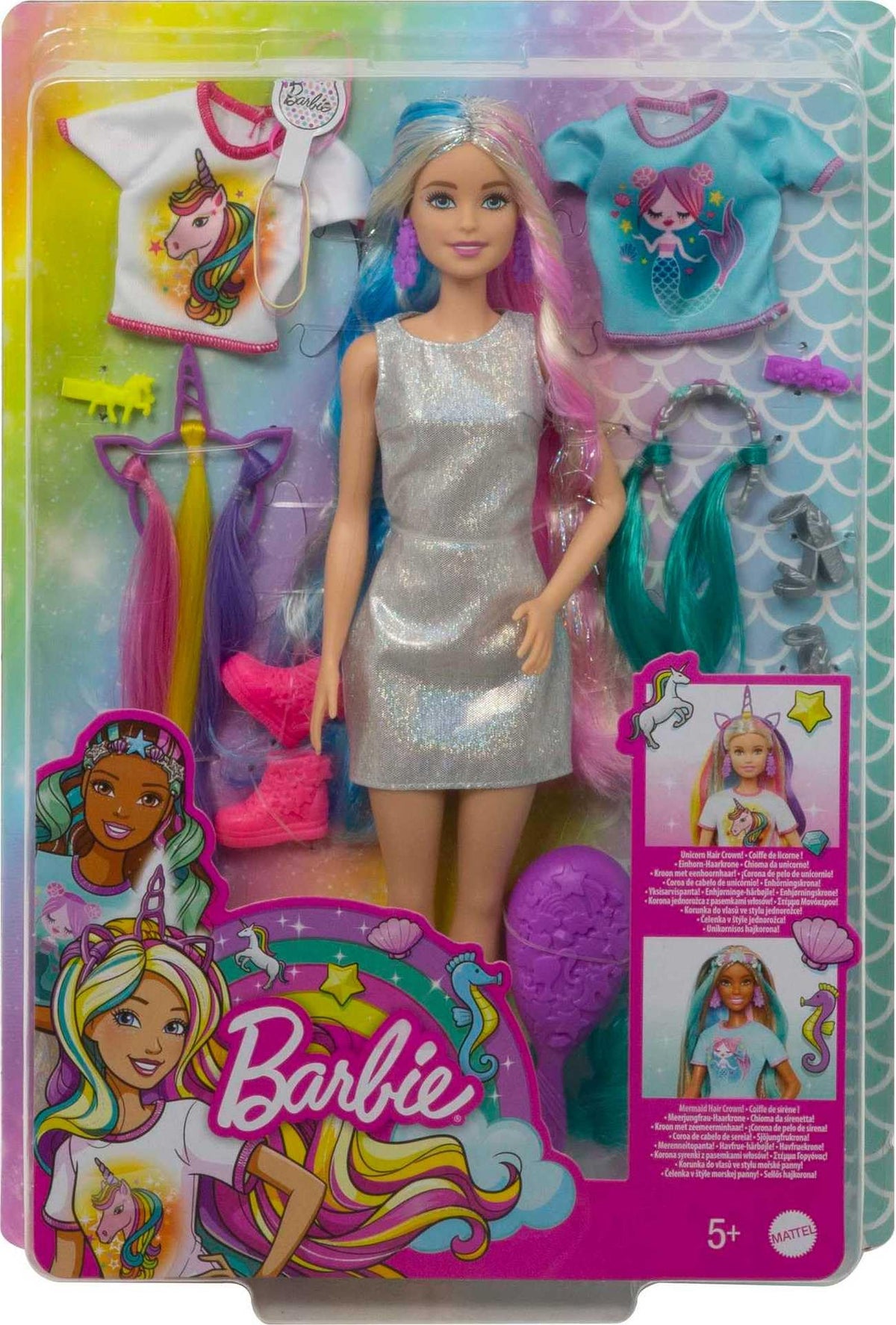 Barbie Fantasy Hair doll sneakers and outfits for storytelling adventures.