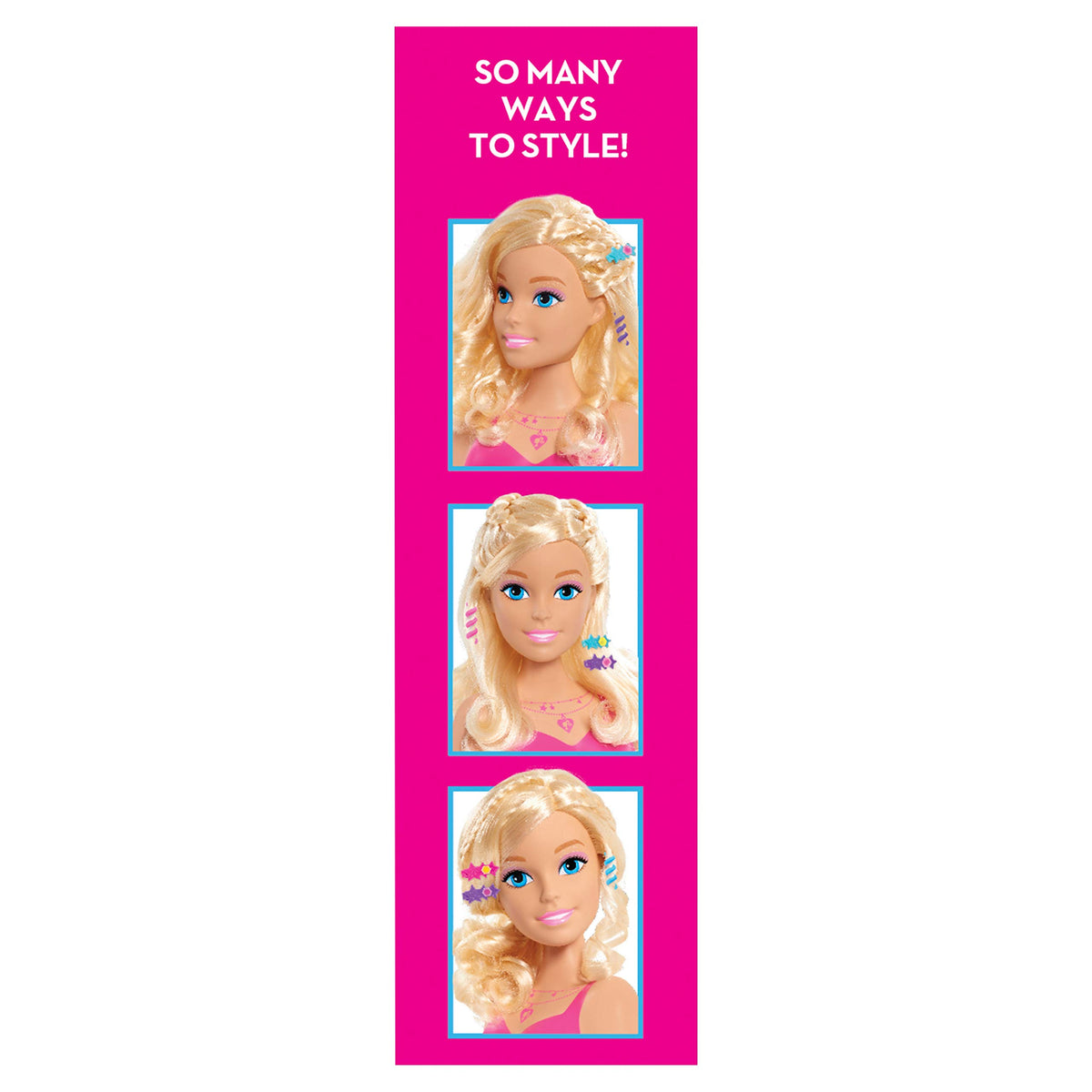 Barbie styling head pink brush for detangling and grooming