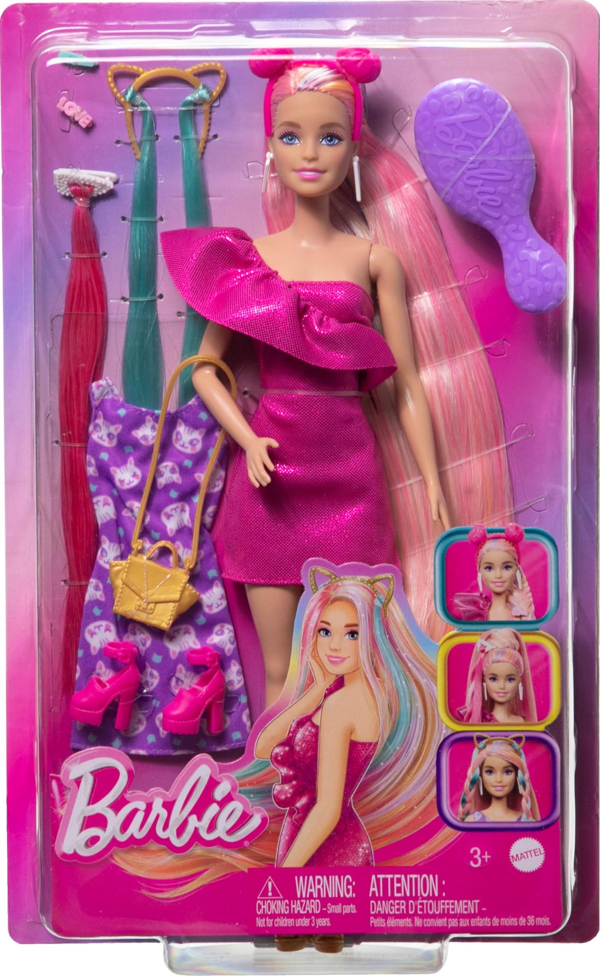Barbie Fun & Fancy brush for detangling and refreshing hairstyles.