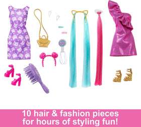 Barbie Fun & Fancy set includes golden heels and a purse for coordinated looks.
