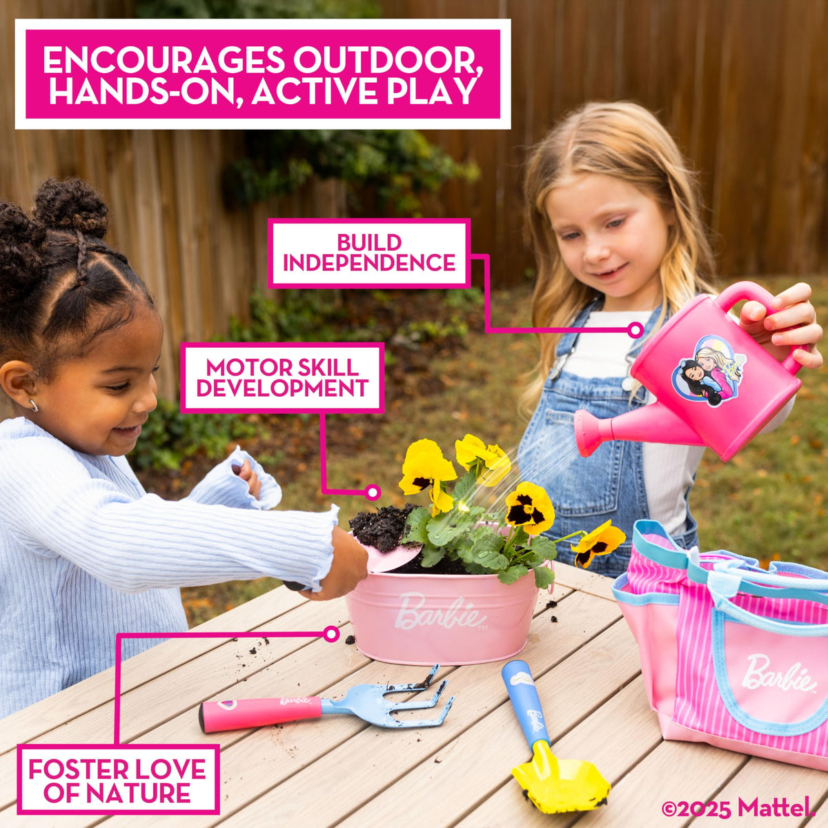 Barbie Garden Set pink tools inviting kids to explore nature with Barbie style