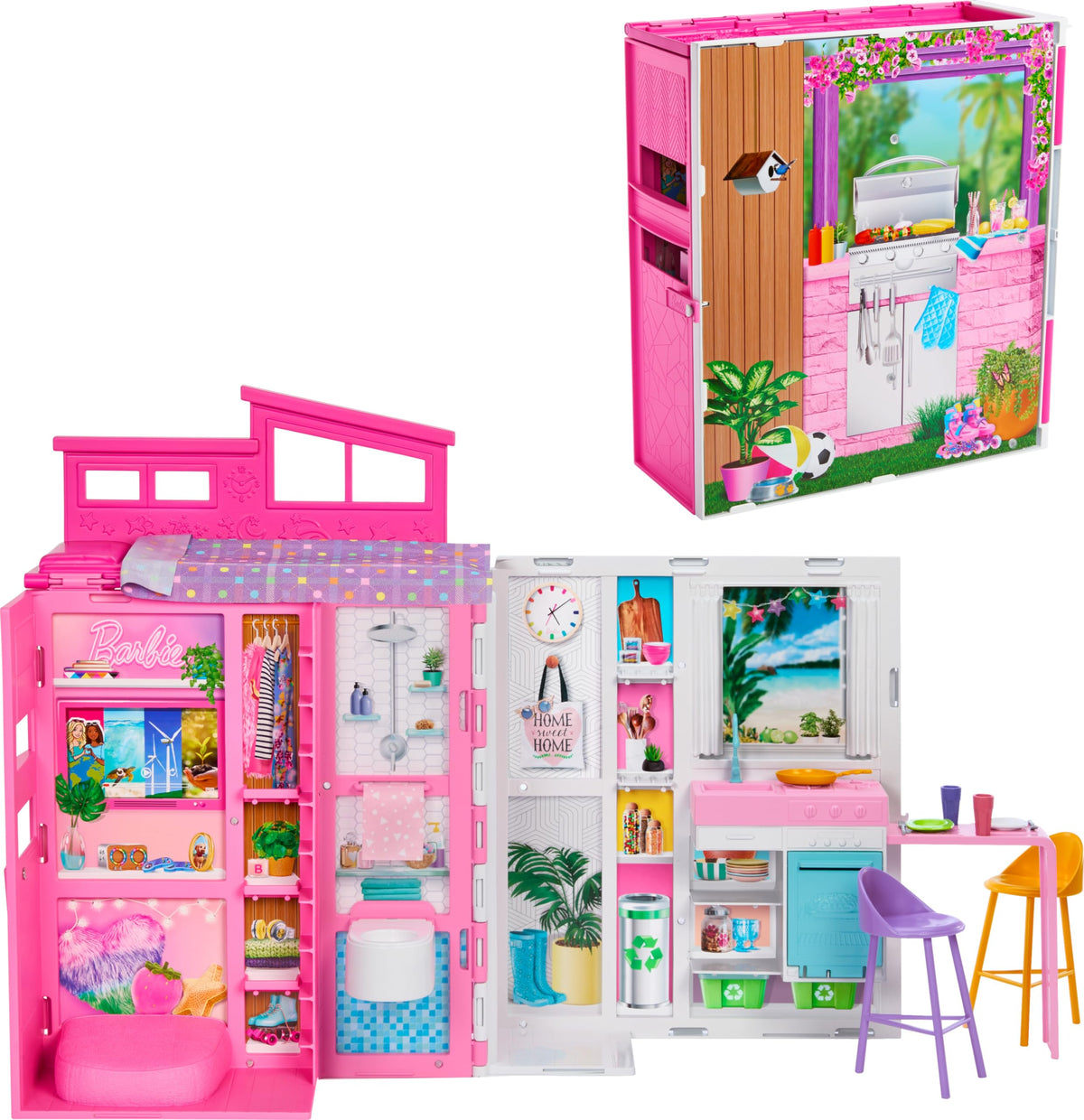 Barbie Getaway House foldable design for easy storage and playtime setup.