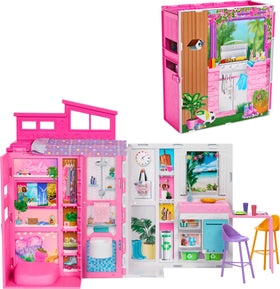Barbie Getaway House foldable design for easy storage and playtime setup.
