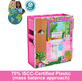 Barbie Getaway House kitchen with slide-out table fuels interactive meals and gatherings.