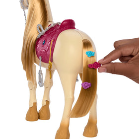 Barbie grooming kit with brush, hair clips, extensions, and gems.