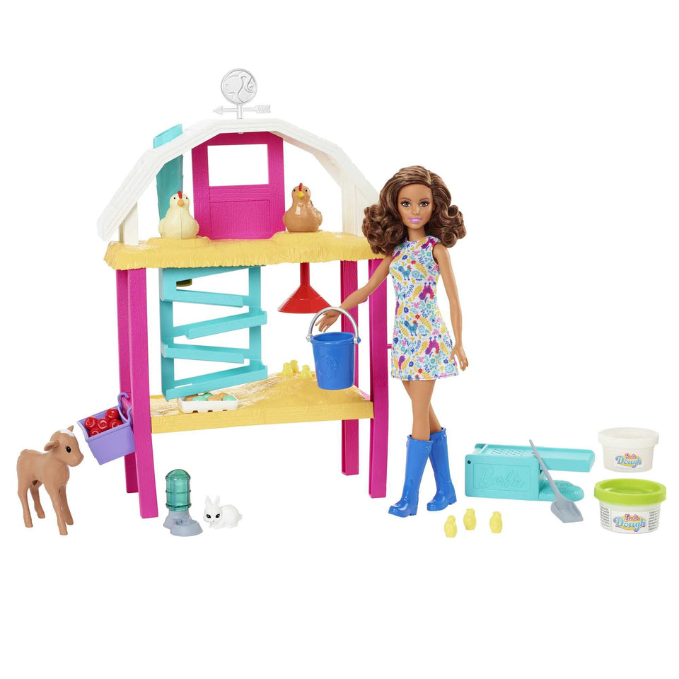 Barbie Hatch & Gather Egg Farm coop with animals for imaginative play