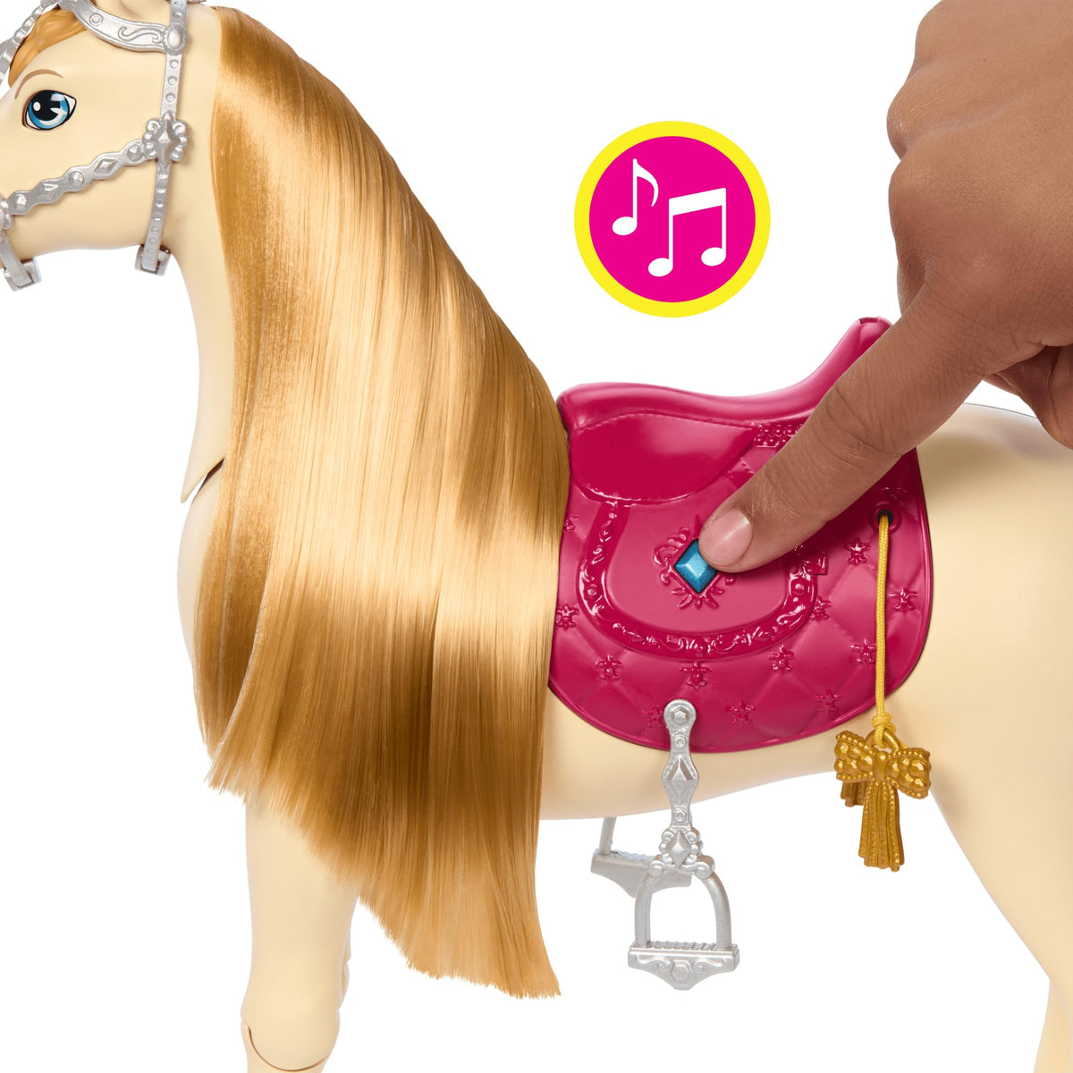 Pet the horse’s head to nurture it and hear a neigh.