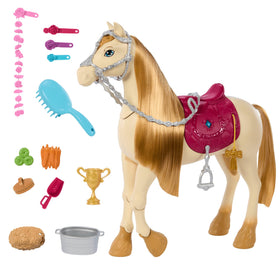 Barbie Tornado horse dances to 20+ sounds for imaginative play.