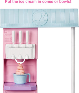 Barbie ice cream machine with lever for realistic swirls