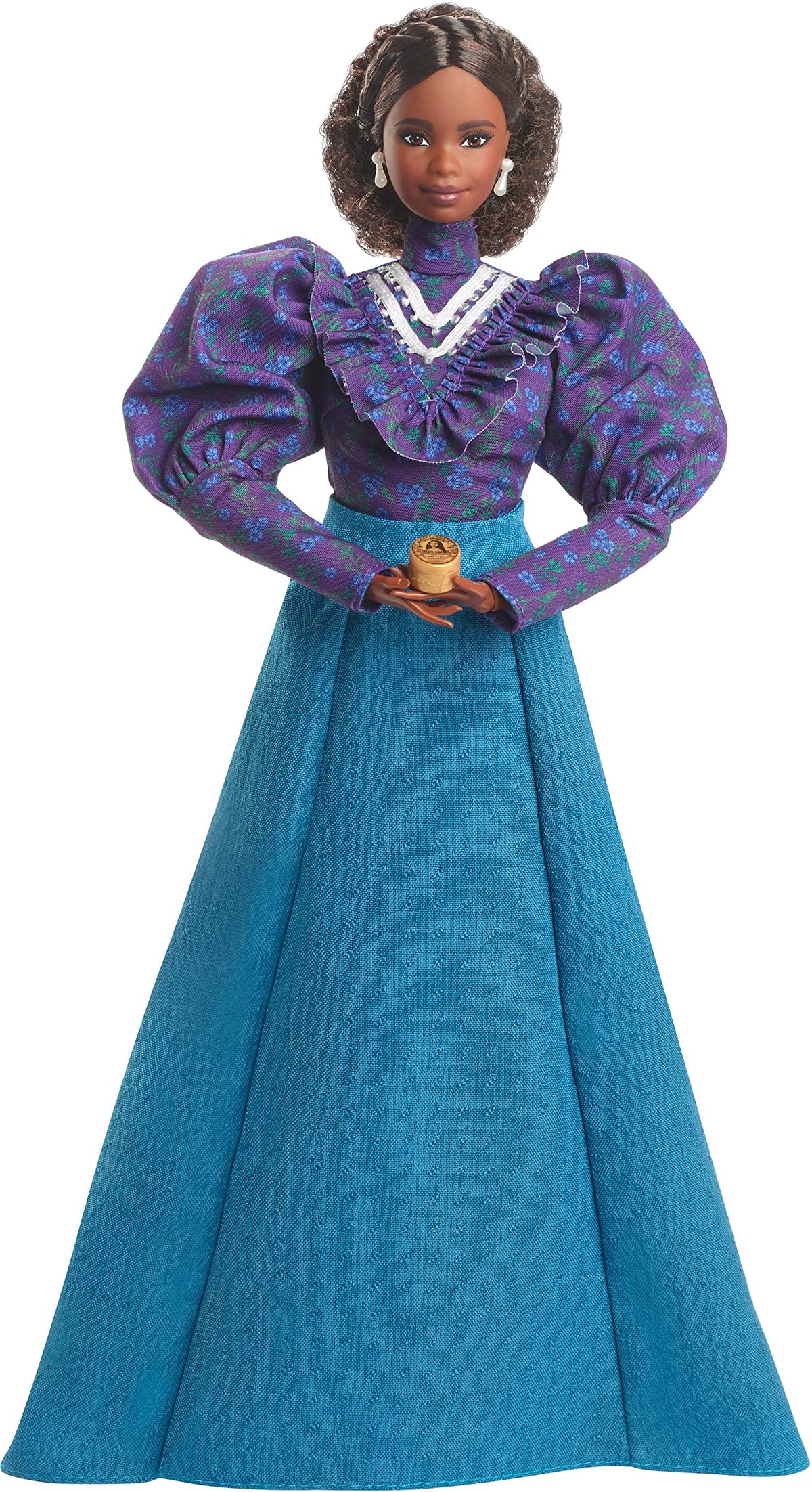 Barbie Inspiring Women Madam C.J. Walker doll in full-length skirt and blouse for display