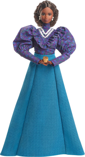 Barbie Inspiring Women Madam C.J. Walker doll in full-length skirt and blouse for display