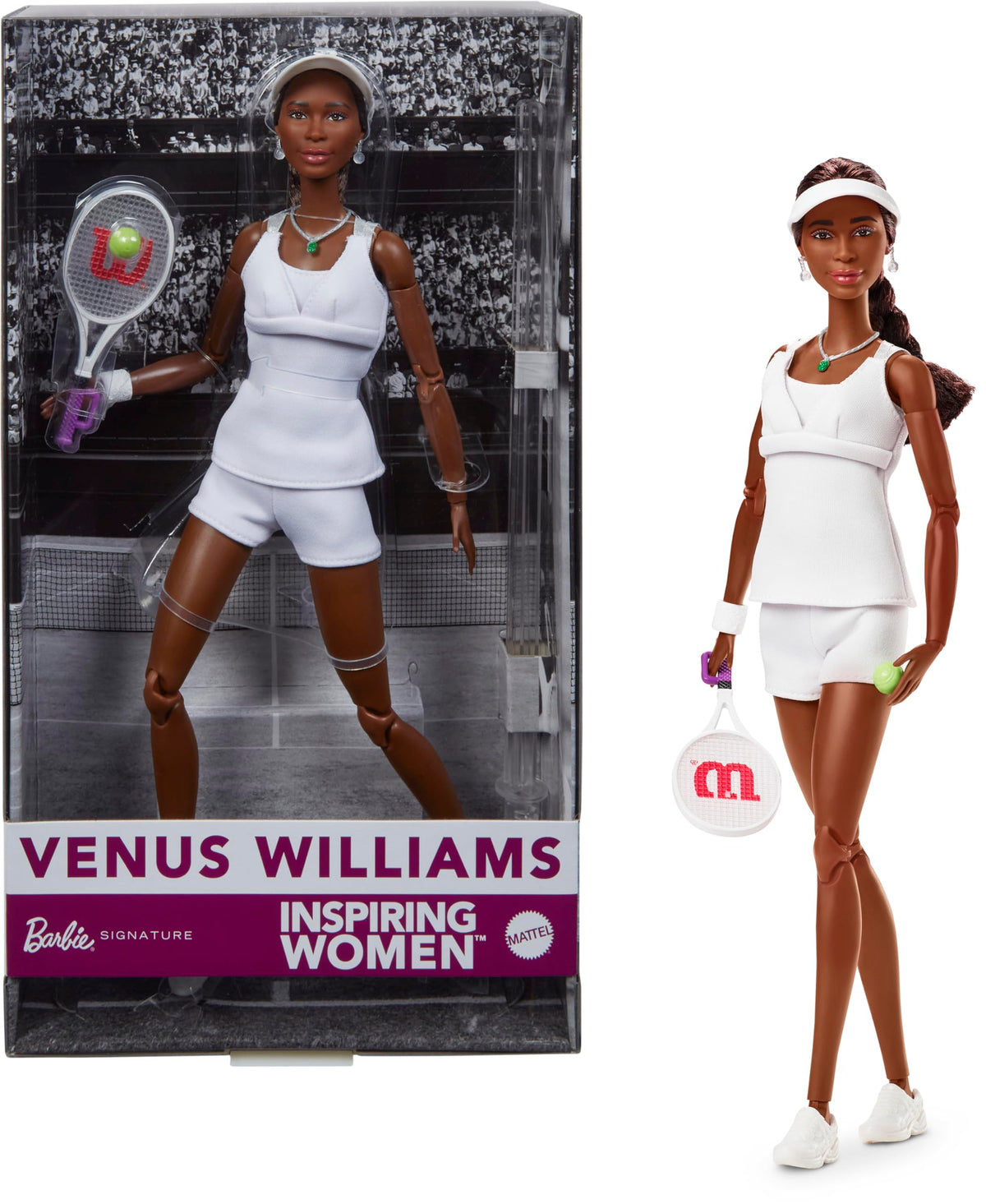 Barbie Venus Williams doll in 2007 uniform, ideal for display and collection.
