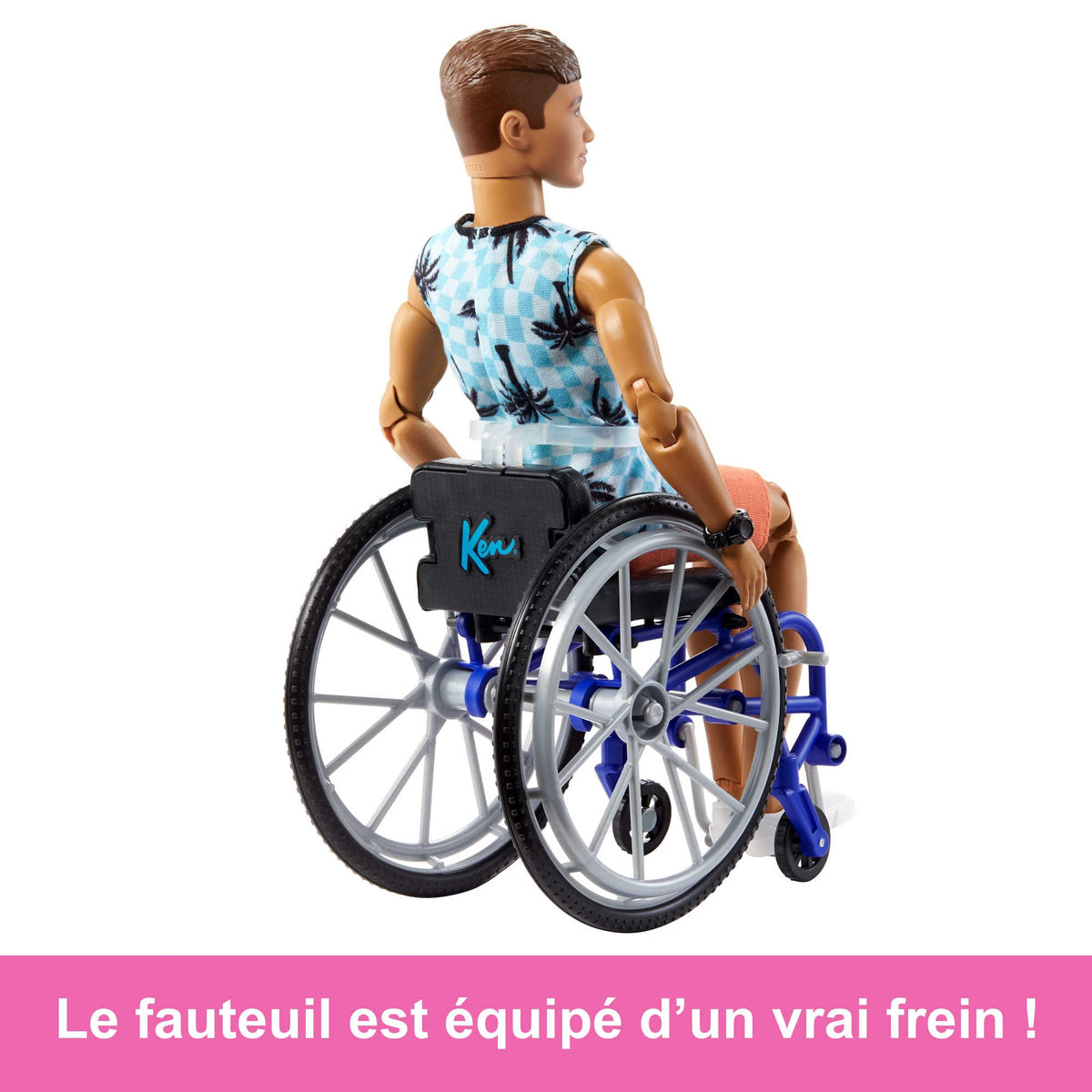 Brunette fade and beach tee with orange shorts deliver sunny style.