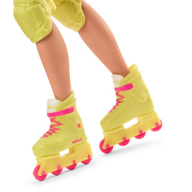 Barbie Ken doll wearing sleeveless jacket and visor enhances collectible presentation.