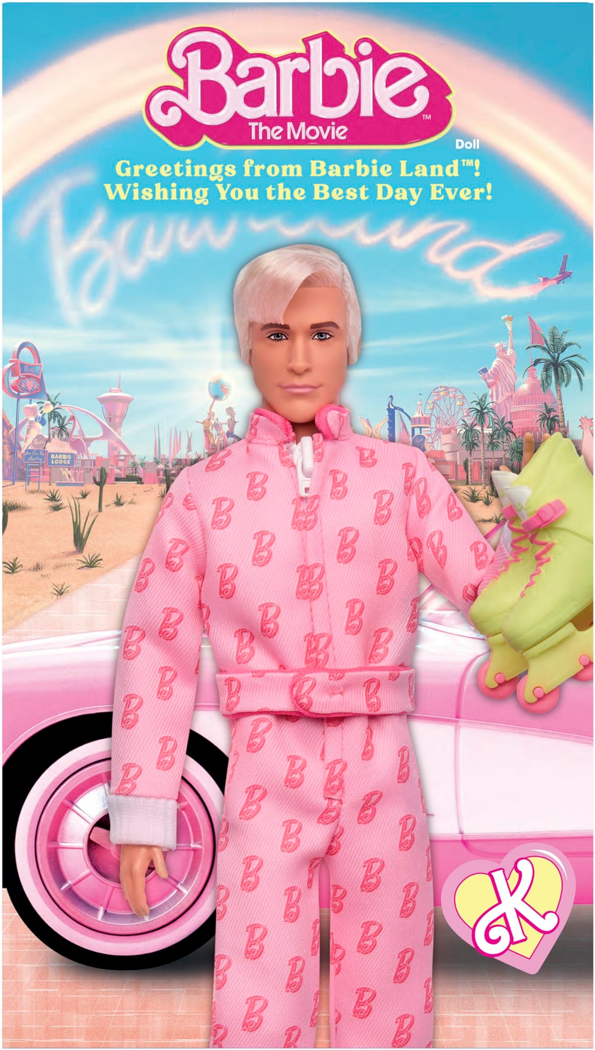 Barbie The Movie Ken packaging display-ready design invites safe gifting and exhibition.