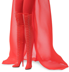 Barbie Kylie Minogue doll wearing lace-up boots for bold stage-ready look.