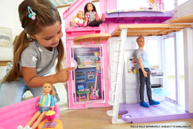 Barbie Malibu House kitchen and dining area for pretend meals and social play.