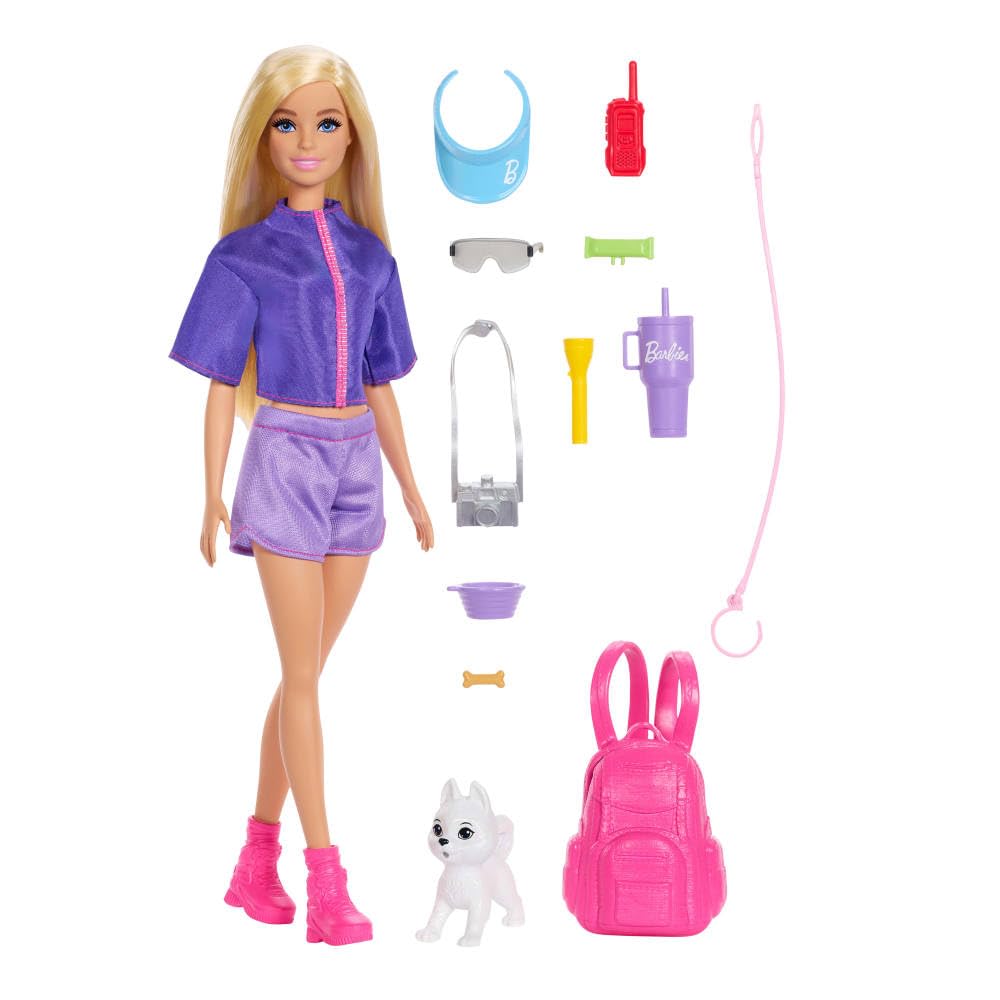 Barbie Malibu doll in outdoor outfit with hiking backpack