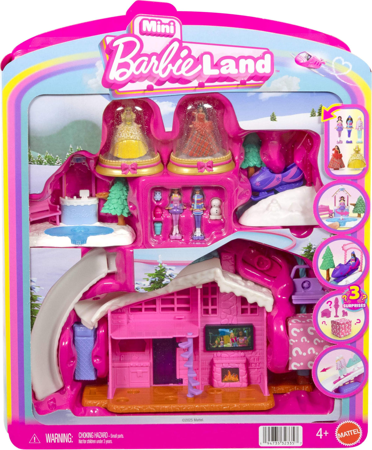 Barbie Mini BarbieLand bundle: snow dolls with snow globe for imaginative holiday storytelling.
