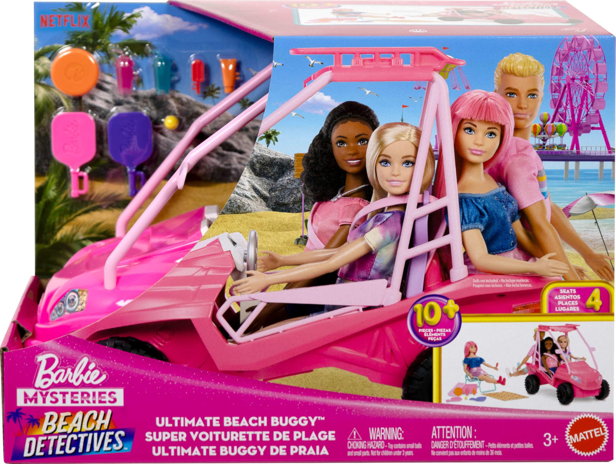 Barbie Mysteries Beach Detectives easy-pack-up design keeps play pieces organized after the day