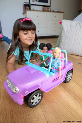 Barbie Off-Road Vehicle pink interior enhances kid-friendly storytelling