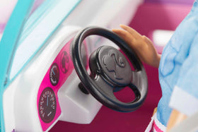 Barbie Off-Road Vehicle treaded tires improve grip during play