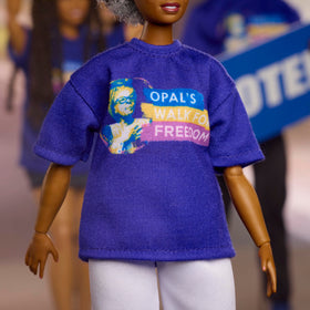 Barbie Opal Lee doll stand supports an elegant, secure display.