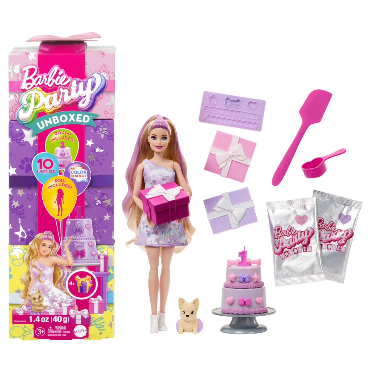 Barbie Party Unboxed Pet Birthday Box for exciting imaginative play.