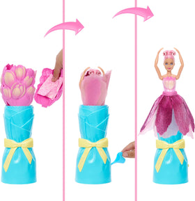 Barbie Petal Pop doll blooming out of the bouquet