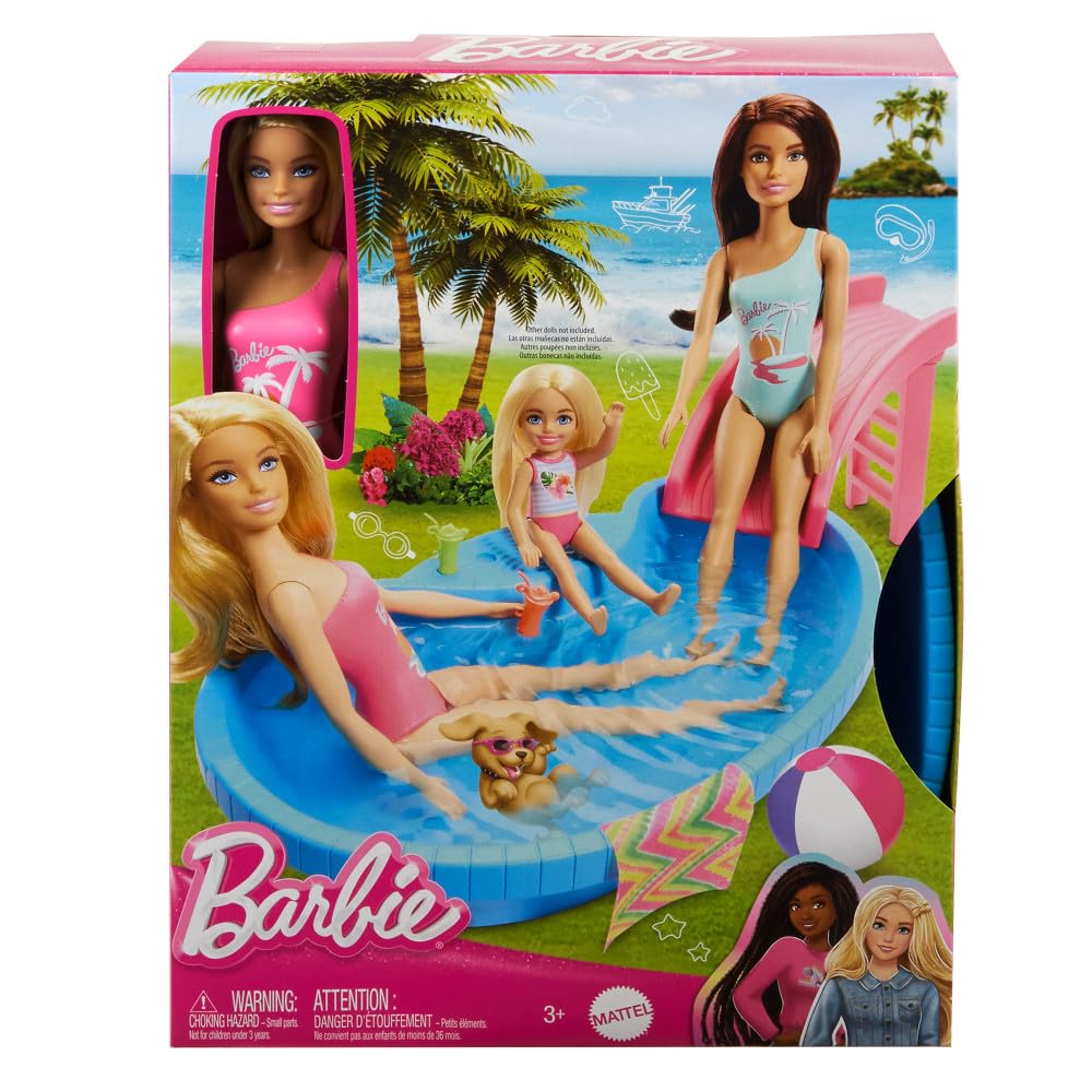 Barbie pool playset poolside imagination boosts summer-themed roleplay