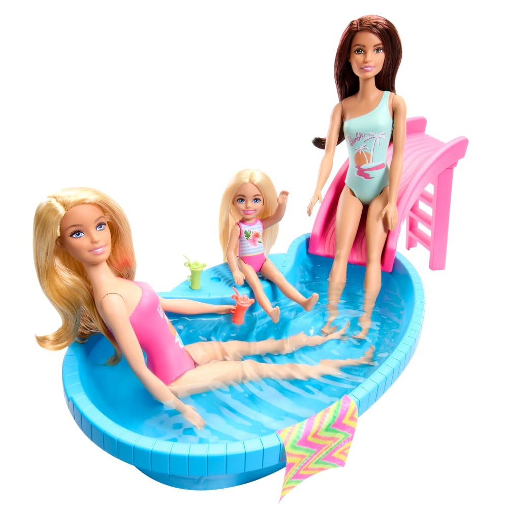 Barbie pool playset towel and drinks add color to stories