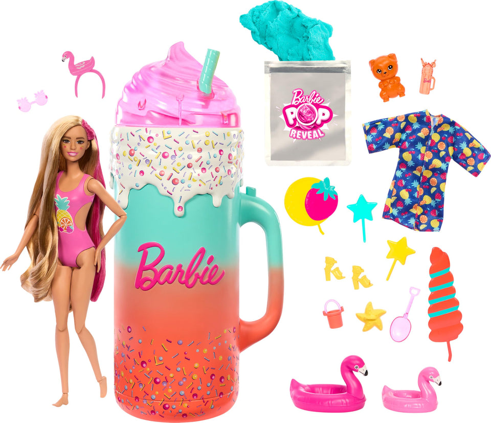 Barbie Pop Reveal Rise Fruit Doll—color-change makeup enhances imaginative play.
