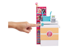 Barbie produce bin with a moving scale adds interactive market realism.