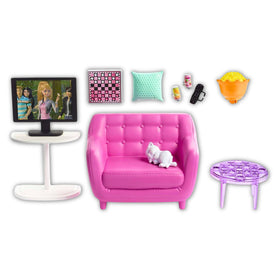 Barbie purple table and game board for interactive family game night