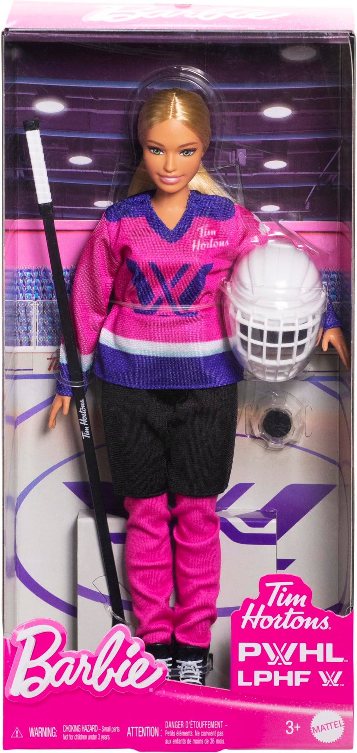 Barbie PWHL 2025 doll in action pose inspires role models on ice.