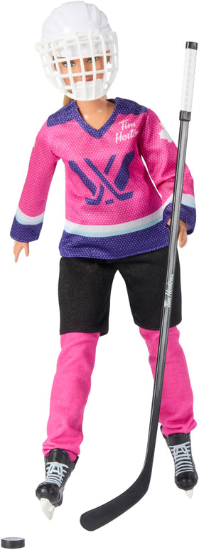 Close-up of Barbie PWHL 2025 jersey detail highlighting vibrant colors and team spirit.