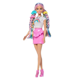 Barbie Rainbow Sparkle Hair Doll headband completes her colorful look.