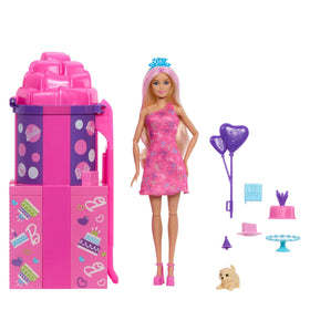 Barbie Rise & Surprise packaging doubles as gifting experience with a mini party vibe.