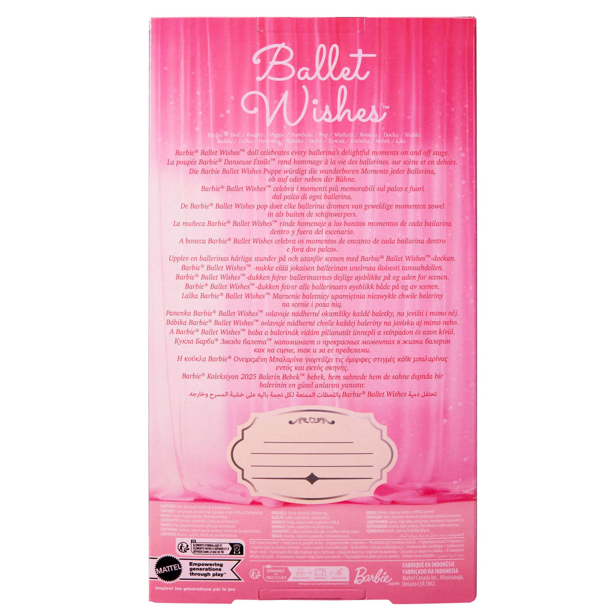 Barbie Signature Ballet Wishes doll satin pink tutu close-up detail.