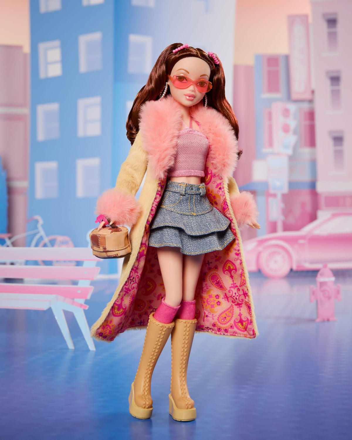Barbie My Scene Chelsea faux fur coat adds luxe texture